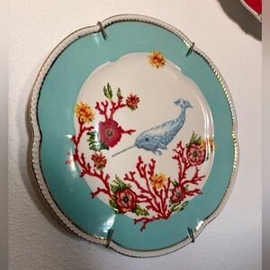 Anthro Lou Rota Narwhal Plate 🐋 Rare Ocean Design